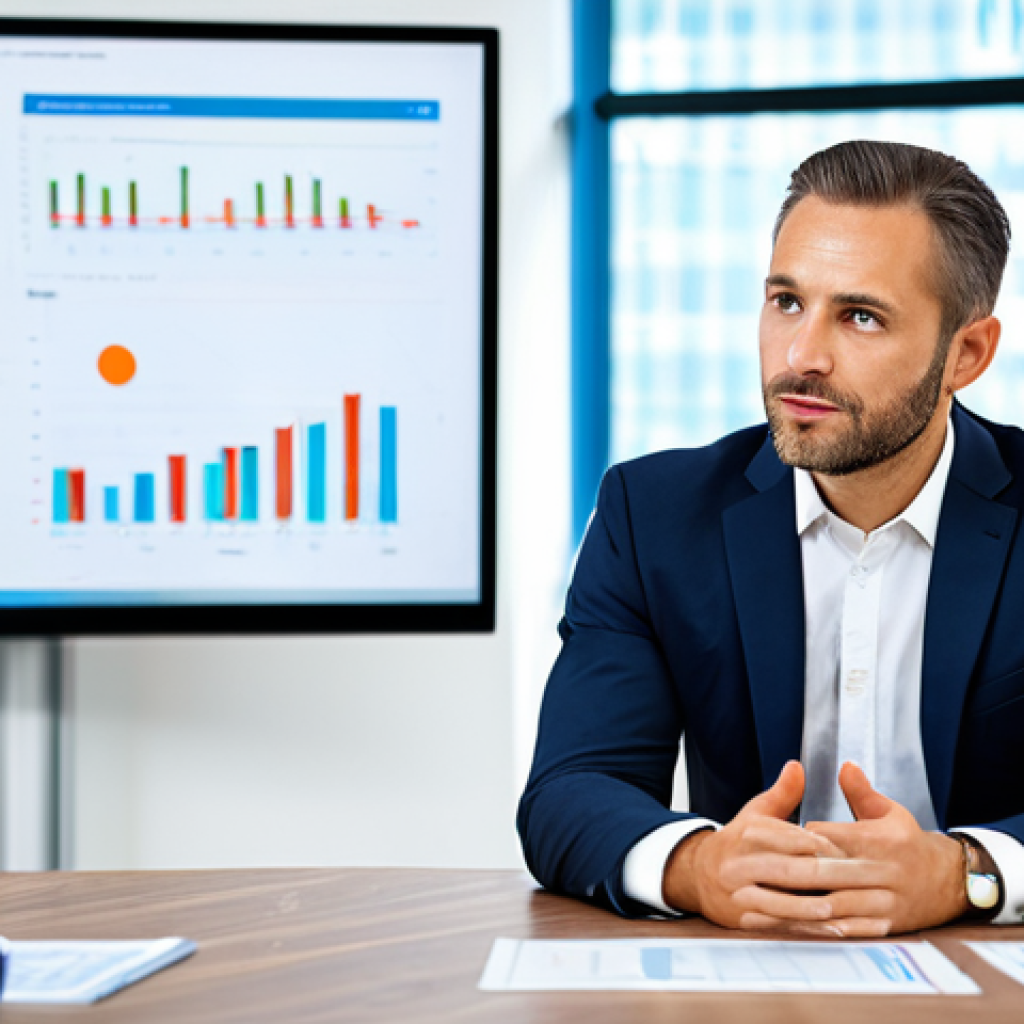 A professional male accountant, mid-30s, wearing a tailored business suit and a clean white shirt, fully clothed, appropriate attire. He is sitting at a large, modern conference table in a bright, contemporary office, gesturing thoughtfully while explaining complex financial concepts to a small group of attentive clients. A large monitor in the background displays a simplified, clear financial dashboard, symbolizing strategic consultation and financial architecture. Perfect anatomy, correct proportions, natural pose, well-formed hands, proper finger count, natural body proportions, professional photography, high quality, safe for work, appropriate content, modest clothing, professional setting.