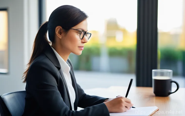 공인회계사 업무일기 작성법 - Image Prompt 1: The Reflective Accountant's Insight**