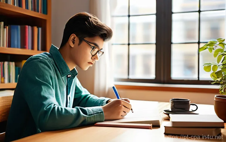 CPA 시험 과목 선택 전략 - **Prompt 1: Focused Student in a Modern Study Space**
"A bright and clean image of a young adult...