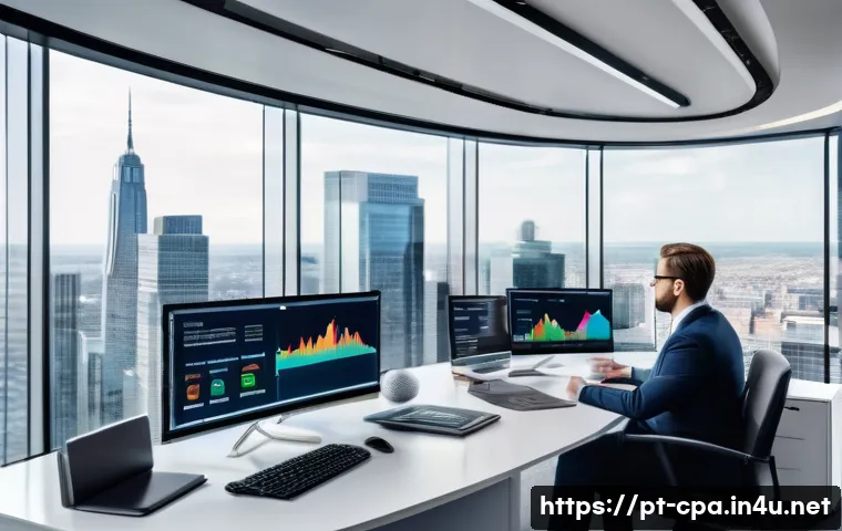 CPA와 부정 방지 감사 - A modern corporate office scene illustrating a diverse team of professional auditors analyzing large...