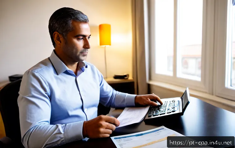CPA 자격증의 경제적 가치 - Photorealistic professional scene in a modern Portuguese accounting office, confident middle-aged ac...